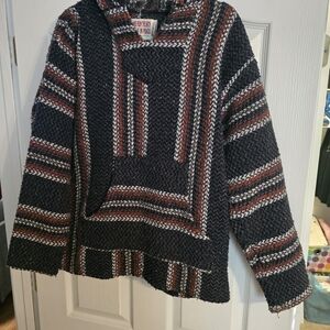 Navy, Gray, And Orange Drug Rug Baja Hoodie